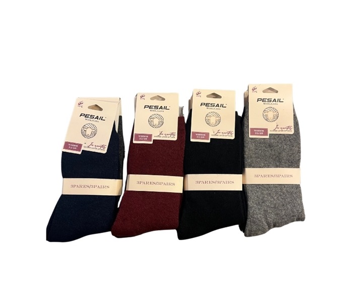 Uldstrømpe, 35-40, Pk. m/12 par, Print LM8500B, Mix colour