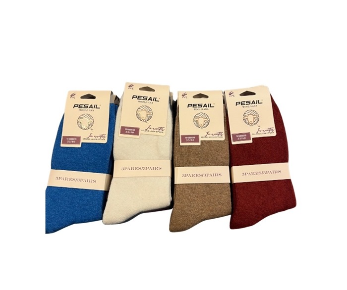 Uldstrømpe, 35-40, Pk. m/12 par, Print LM8500B2, Multi Lys