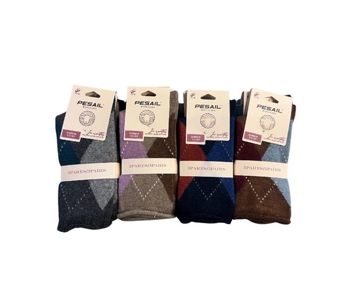 Uldstrømpe, 35-40, Pk. m/12 par, Print LM8612, Harlekin