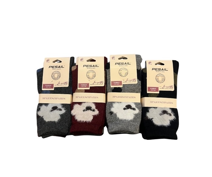 Uldstrømpe, 35-40, Pk. m/12 par, Print LM8619, Plysfår