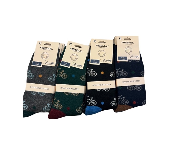 Uldstrømpe, 40-46, Pk. m/12 par, Print LH8090, Cykler