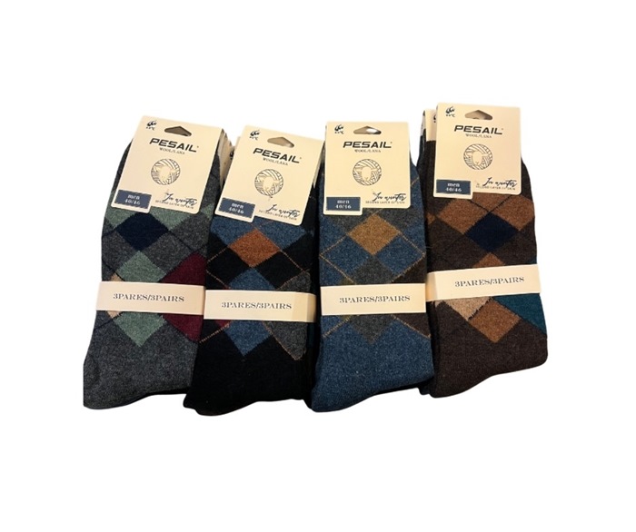 Uldstrømpe, 40-46, Pk. m/12 par, Print LH8094, Tern