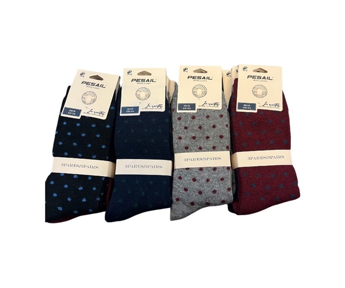 Uldstrømpe, 40-46, Pk. m/12 par, Print LH8098, Snefnug